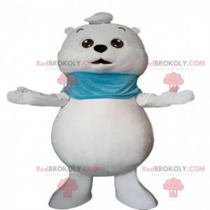 Kleine witte teddybeer mascotte, teddybeer kostuum -