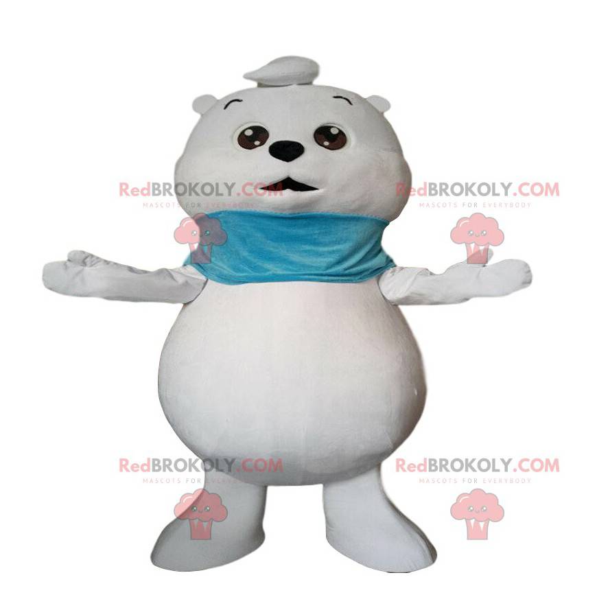 Mascotte orsacchiotto bianco, costume da orsacchiotto -