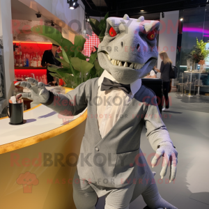 Grå T Rex maskot kostume...