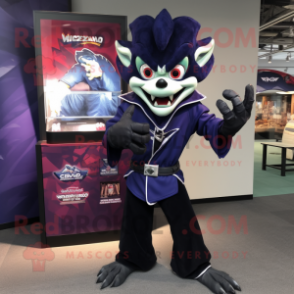 Navy Vampire mascot costume character dressed with a Windbreaker and Bracelet watches