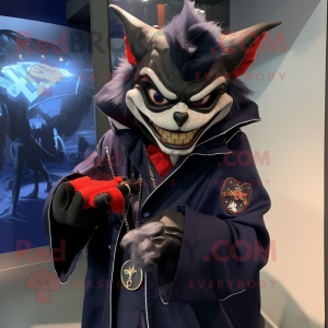 Navy Vampire mascot costume character dressed with a Windbreaker and Bracelet watches