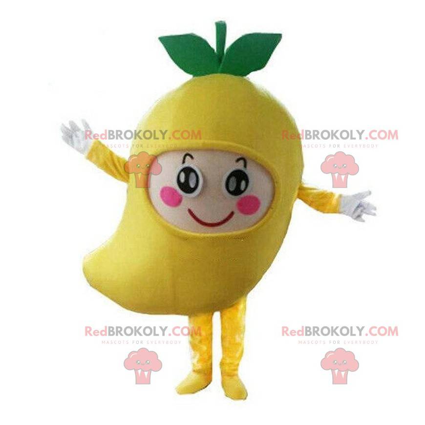 Mango-mascotte, fruitkostuum, vermomming van exotisch fruit -