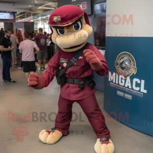 Maroon Marine Recon mascot costume character dressed with a Jeggings and Anklets