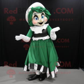 Forest Green Mime mascot costume character dressed with a Blouse and Wraps