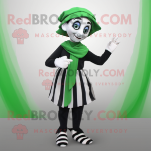 Forest Green Mime mascot costume character dressed with a Blouse and Wraps