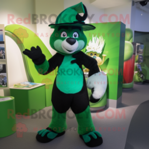 Green Skunk mascot costume character dressed with a Leggings and Hats