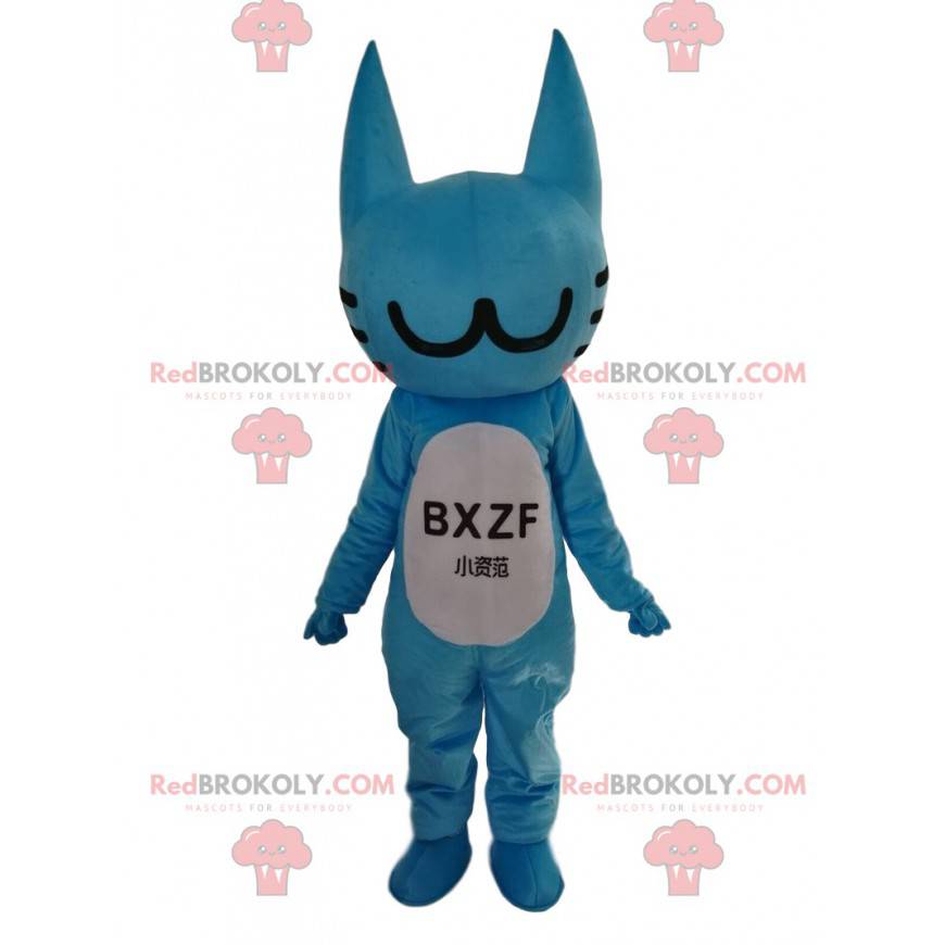 Mascotte de chat bleu, costume personnalisable, animal bleu -