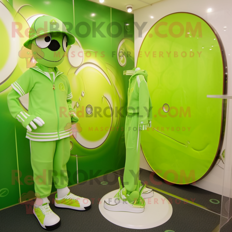 Lime Green Champagne mascot costume character dressed with a Swimwear and Hats Lime Green Champagne mascot costume character dressed with a Swimwear and Hats