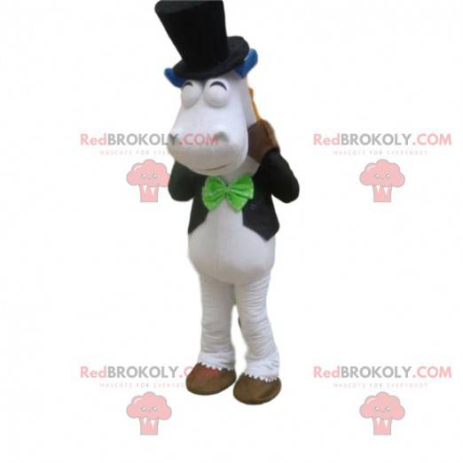 White horse mascot, equestrian costume, horse riding mascot -