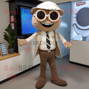 Tan Attorney mascot costume character dressed with a Playsuit and Headbands