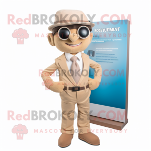 Tan Attorney mascot costume character dressed with a Playsuit and Headbands