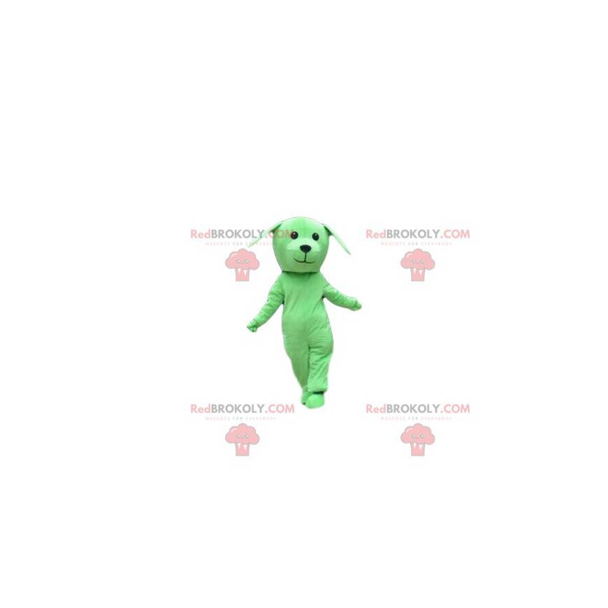 Green dog mascot, doggie costume, green disguise -