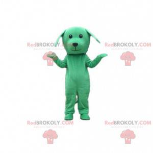 Grünes Hundekostüm, Hundemaskottchen, grüne Verkleidung -