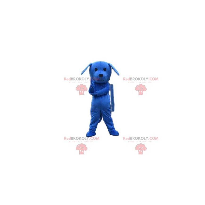 Blaues Hundemaskottchen, blaues Kostüm, blaues Tier -