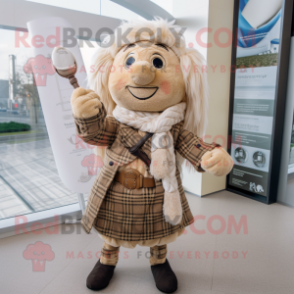 Beige Bagpipe mascot costume character dressed with a Dress and Gloves