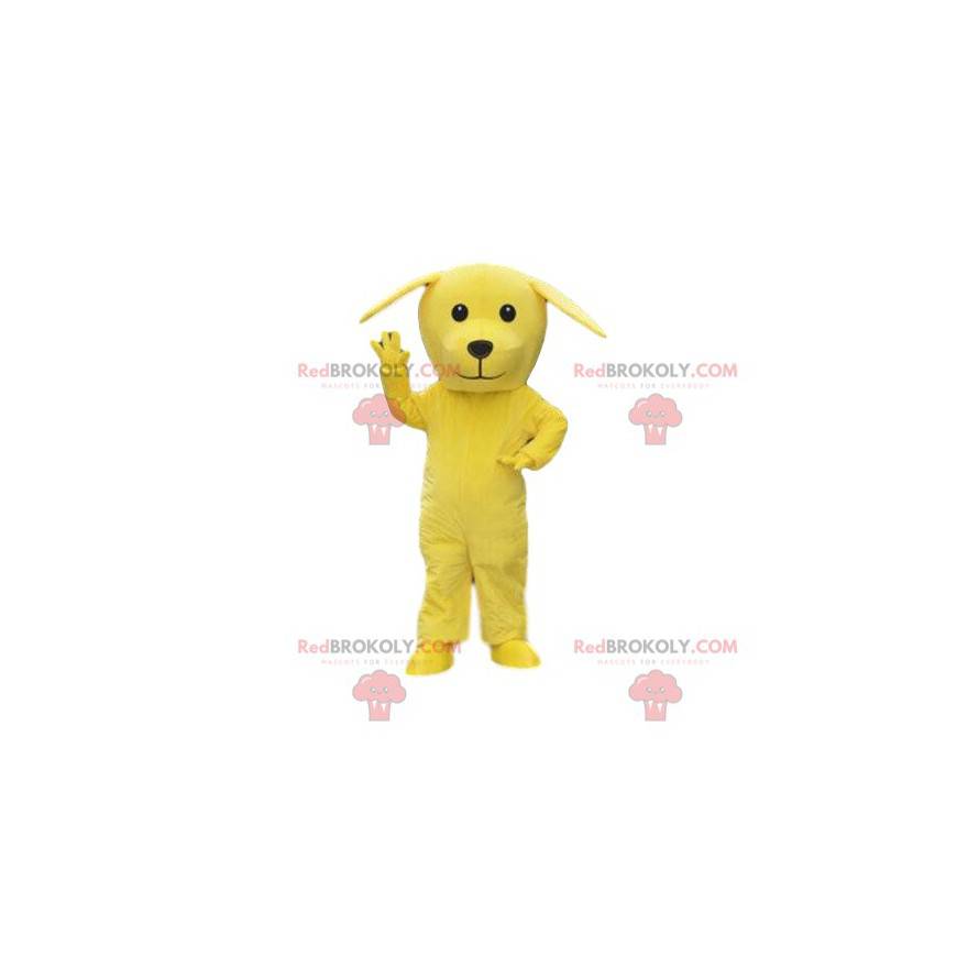 Maskot žlutého psa, kostým obřího psa, žluté zvíře -