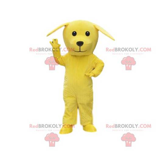 Gelbes Hundemaskottchen, riesiges Hundekostüm, gelbes Tier -