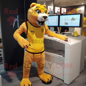 Geel Smilodon mascotte...