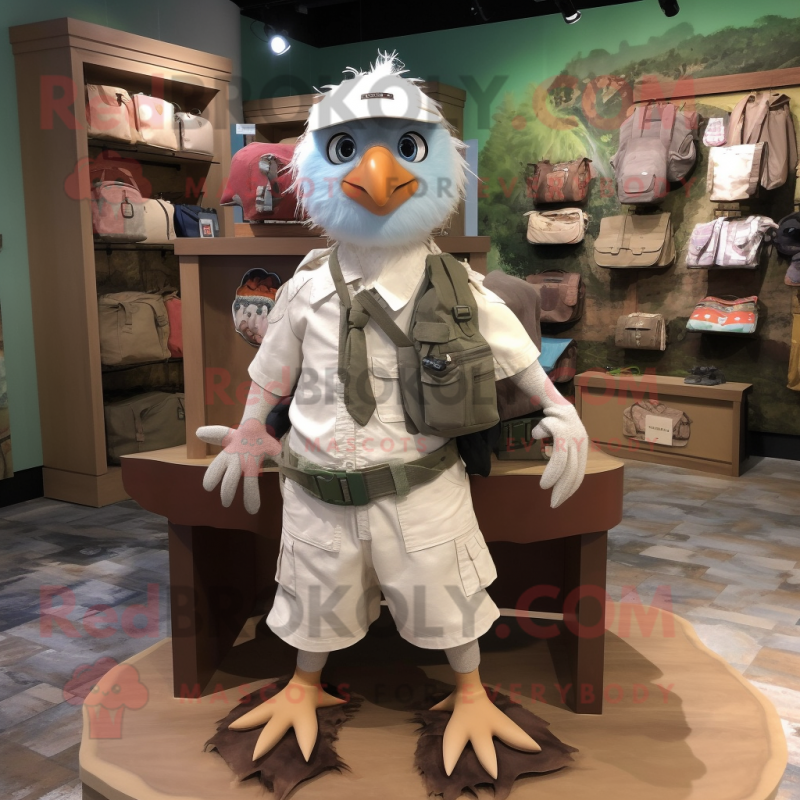 nan Dove mascot costume character dressed with a Cargo Shorts and Earrings nan Dove mascot costume character dressed with a Cargo Shorts and Earrings