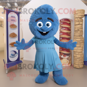 Blue Falafel mascot costume character dressed with a Trousers and Foot pads