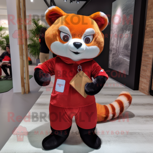 Rød Rød Panda maskot drakt...