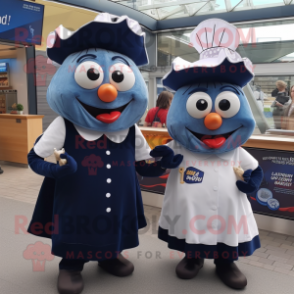 Navy Fish And Chips mascot costume character dressed with a Midi Dress and Digital watches