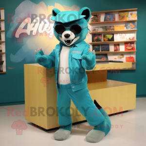 Cyan Marten maskot kostume...