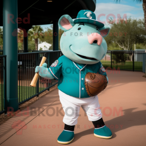 Teal Pig mascotte kostuum...