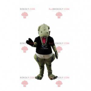 Mascotte de dinosaure vert, costume animal dangereux -