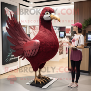 Maroon Pheasant mascot costume character dressed with a Shift Dress and Smartwatches