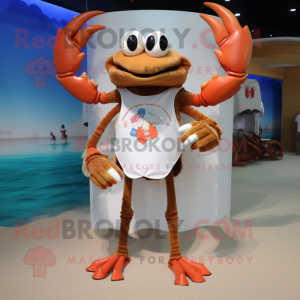 Tan Crab mascot costume character dressed with a Board Shorts and Earrings