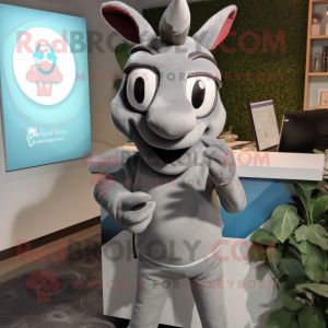 Gray Gazelle mascot costume character dressed with a Turtleneck and Ties
