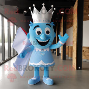 Sky Blue King mascot costume character dressed with a Polo Tee and Bow ties