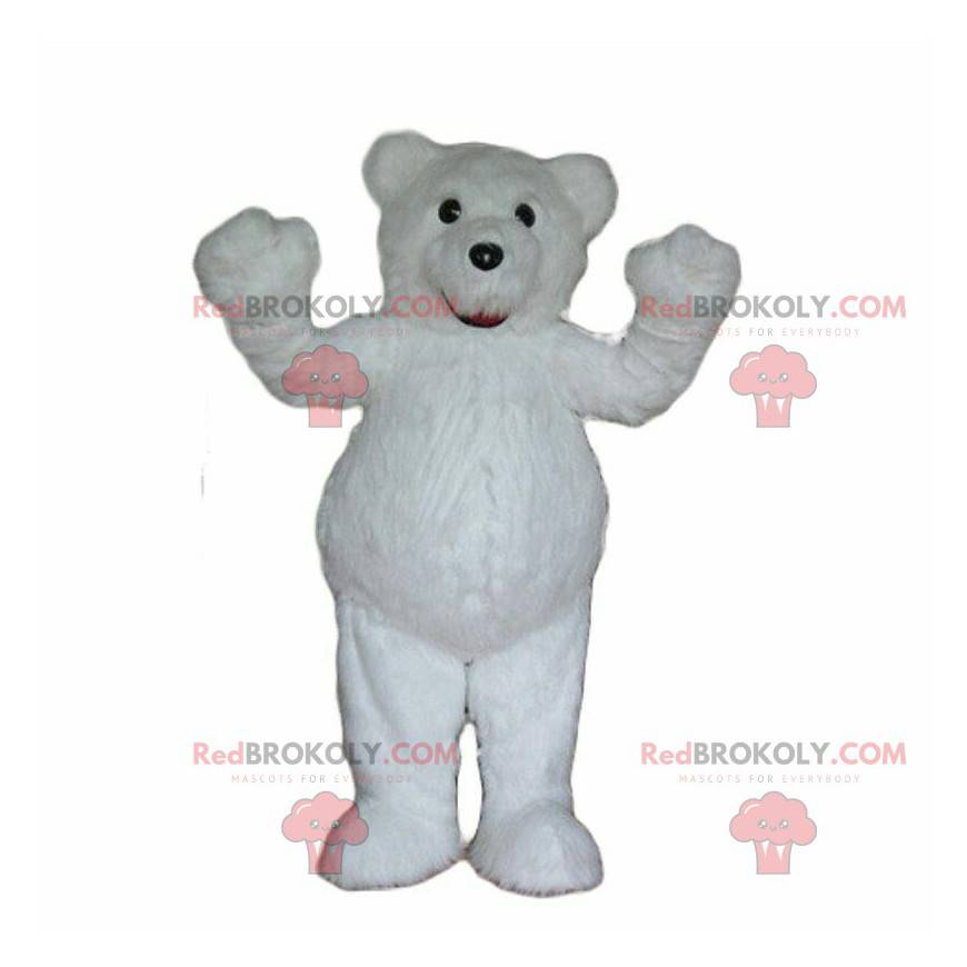 Mascotte orsacchiotto bianco, costume da orso bianco, animale