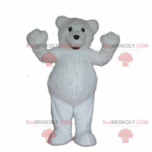 White teddy bear mascot, white bear costume, polar animal -