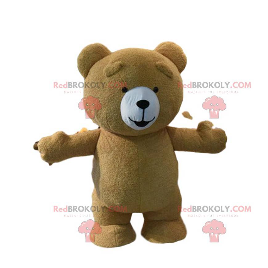 Mascotte grote bruine teddybeer, kostuum van de bruine beer -