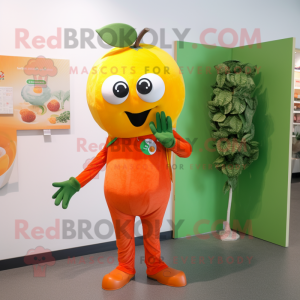 Olive Orange mascot costume character dressed with a Playsuit and Brooches