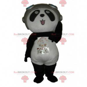 Panda mascotte in vliegersuitrusting, berenkostuum -