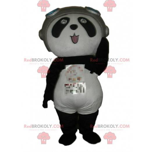 Mascotte Panda in abito da aviatore, costume da orso -