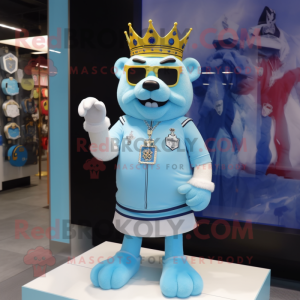 Sky Blue King maskot kostym...