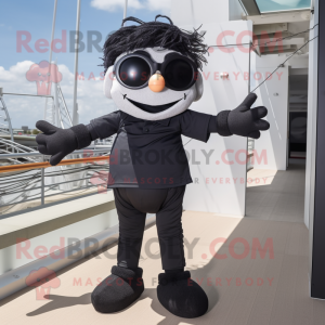 Black Tightrope Walker mascot costume character dressed with a Polo Shirt and Sunglasses