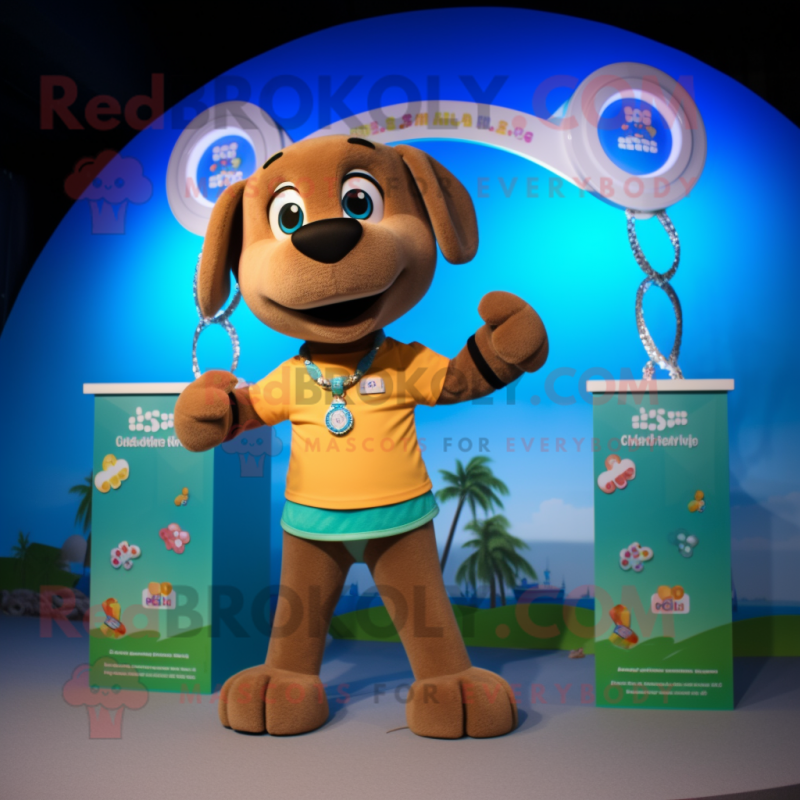 Tan Bracelet mascot costume character dressed with a Bikini and Keychains Tan Bracelet mascot costume character dressed with a Bikini and Keychains