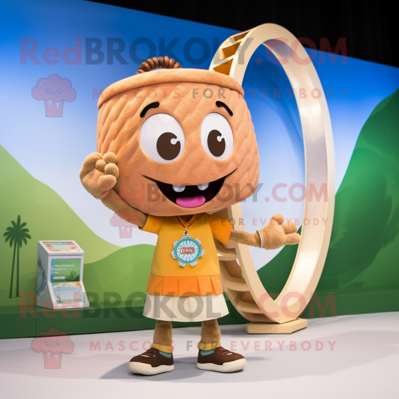 Tan Bracelet mascot costume character dressed with a Bikini and Keychains Tan Bracelet mascot costume character dressed with a Bikini and Keychains