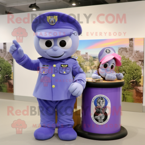 Lavender Air Force Soldier mascot costume character dressed with a Polo Shirt and Rings