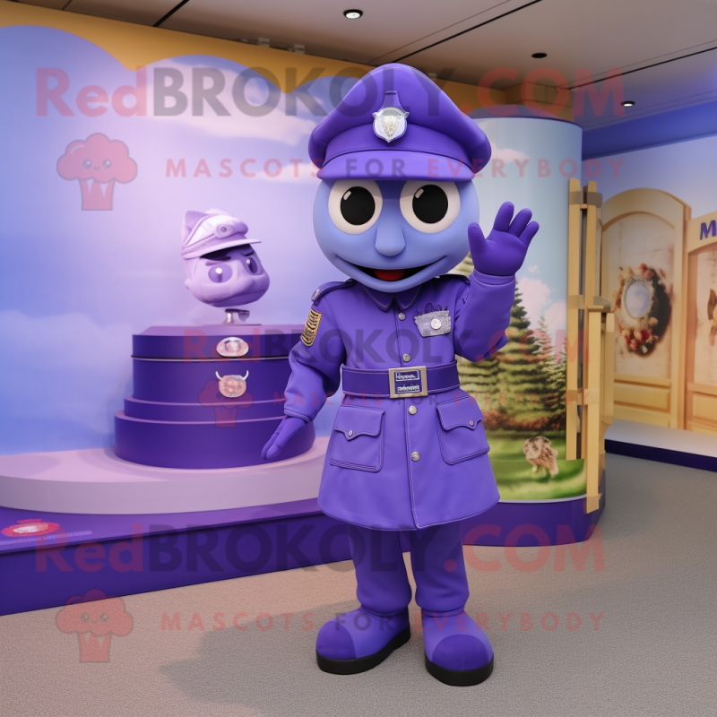 Lavender Air Force Soldier mascot costume character dressed with a Polo Shirt and Rings