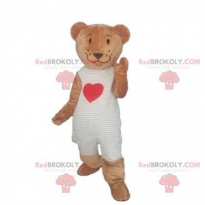 Bamse maskot med hjerte, romantisk kostume - Redbrokoly.com