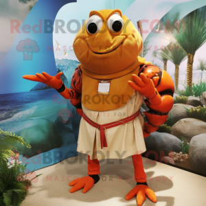 Orange Hermit Crab mascot costume character dressed with a Waistcoat and Anklets