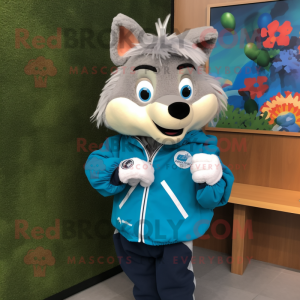 Blue Shepard'S Pie mascot costume character dressed with a Windbreaker and Bracelet watches