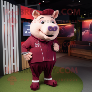 Maroon Pig mascotte kostuum...