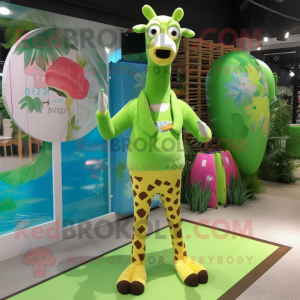 Limegrön Giraffe maskot...